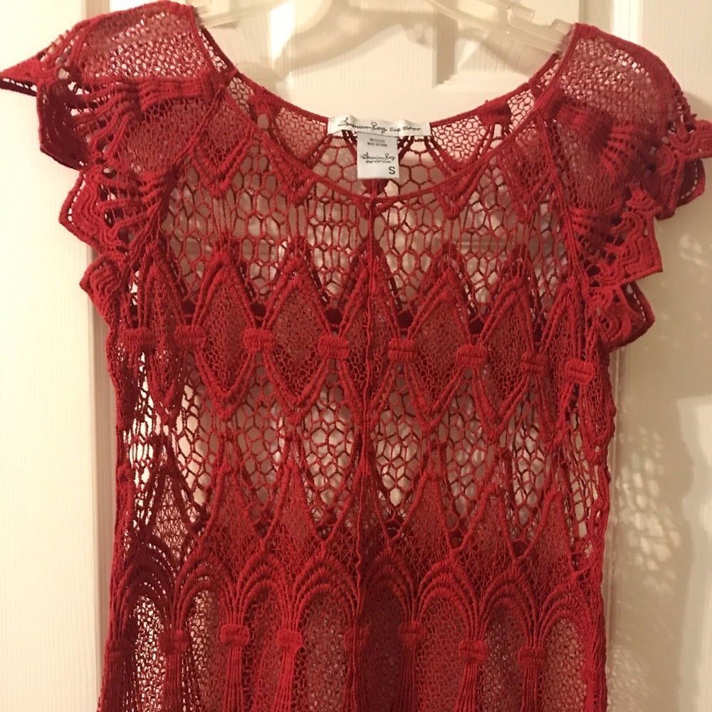 ✨SOLD✨ Cute & Flirty Red Crocheted top